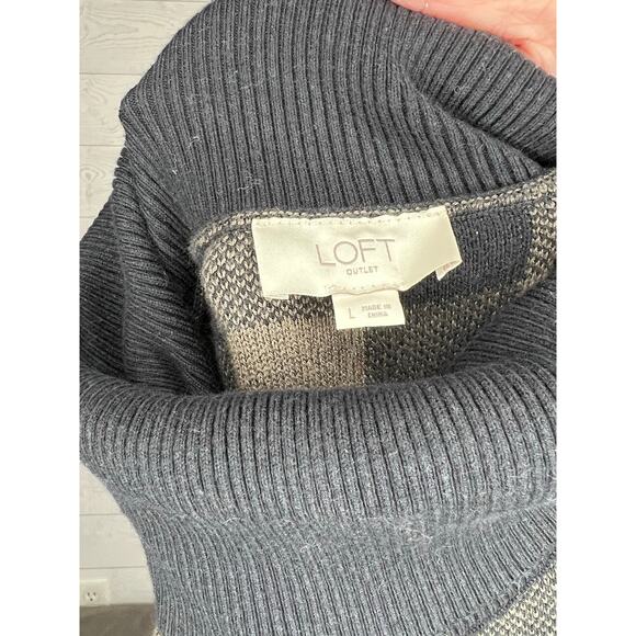 Loft Outlet black/taupe buffalo check oversize tunic sweater NWT Size Large - Picture 5 of 7